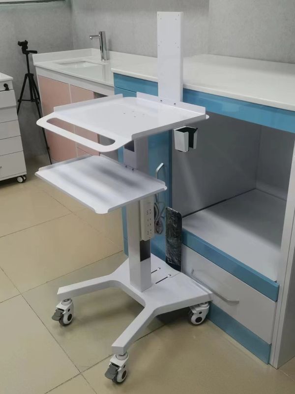 मेडिकल ट्रॉली स्टैंड डेंटल लैब उपकरण साइलेंट व्हील ओरल 3 डी स्कैनर धारक होस्ट मोबाइल कार्ट ब्रेक सॉकेट के साथ डेंटिस